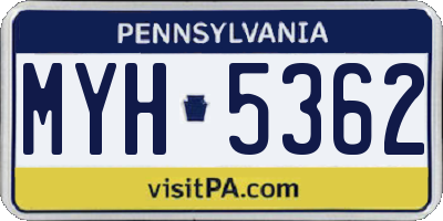PA license plate MYH5362