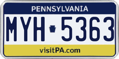 PA license plate MYH5363