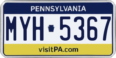 PA license plate MYH5367
