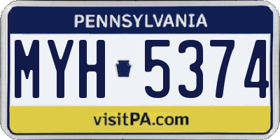 PA license plate MYH5374