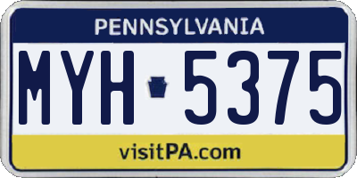 PA license plate MYH5375