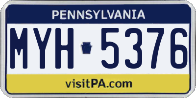 PA license plate MYH5376