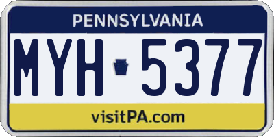 PA license plate MYH5377