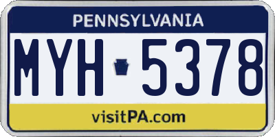 PA license plate MYH5378