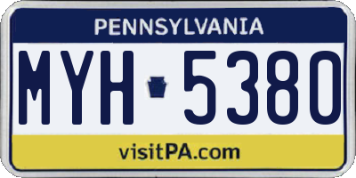 PA license plate MYH5380