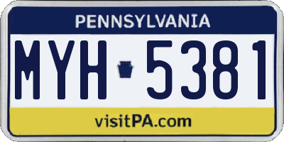 PA license plate MYH5381