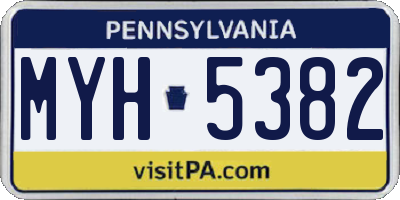 PA license plate MYH5382