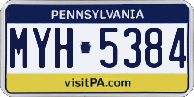 PA license plate MYH5384