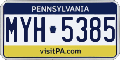 PA license plate MYH5385