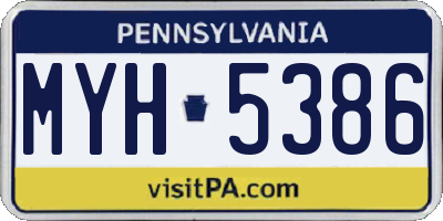 PA license plate MYH5386