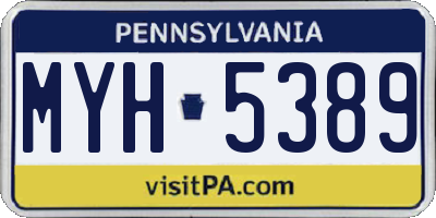 PA license plate MYH5389