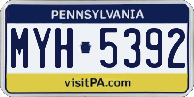 PA license plate MYH5392