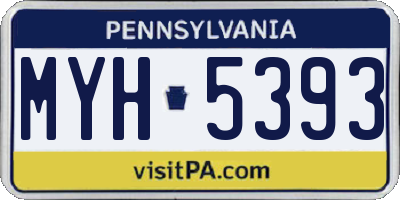 PA license plate MYH5393