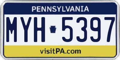 PA license plate MYH5397