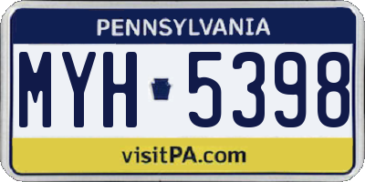 PA license plate MYH5398