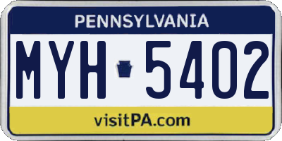 PA license plate MYH5402