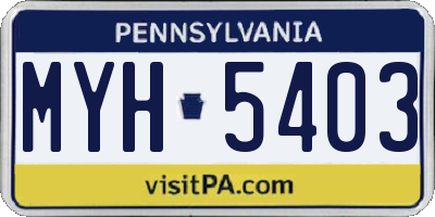 PA license plate MYH5403