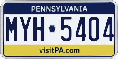 PA license plate MYH5404