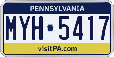 PA license plate MYH5417