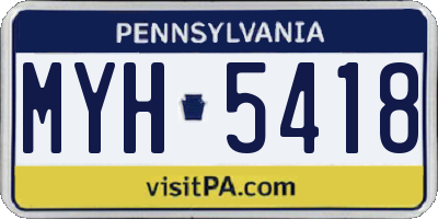 PA license plate MYH5418