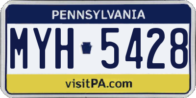 PA license plate MYH5428