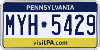 PA license plate MYH5429