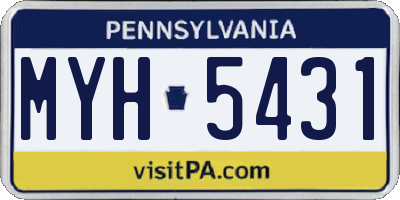 PA license plate MYH5431