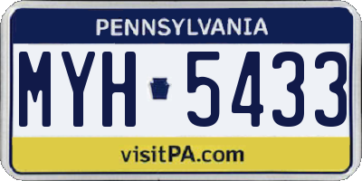 PA license plate MYH5433