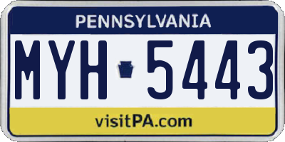 PA license plate MYH5443