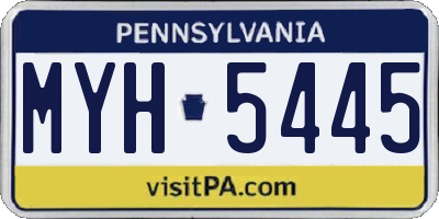 PA license plate MYH5445