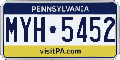PA license plate MYH5452