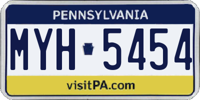 PA license plate MYH5454