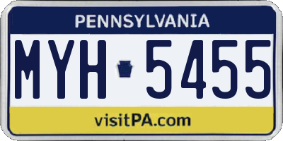 PA license plate MYH5455