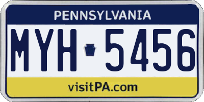 PA license plate MYH5456