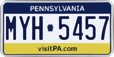 PA license plate MYH5457