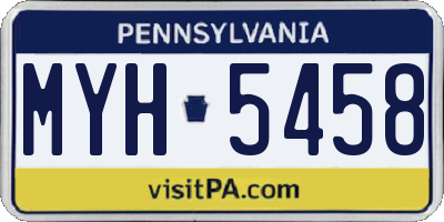 PA license plate MYH5458