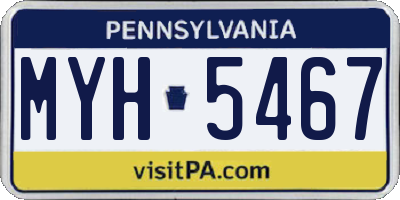 PA license plate MYH5467