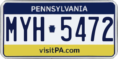 PA license plate MYH5472
