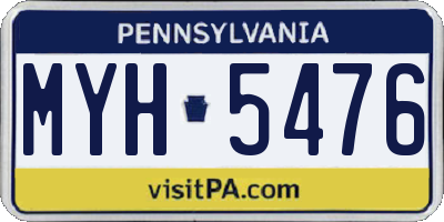 PA license plate MYH5476