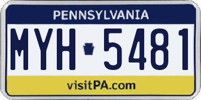 PA license plate MYH5481