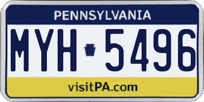 PA license plate MYH5496
