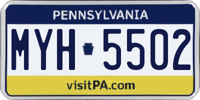 PA license plate MYH5502