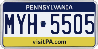 PA license plate MYH5505