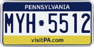 PA license plate MYH5512