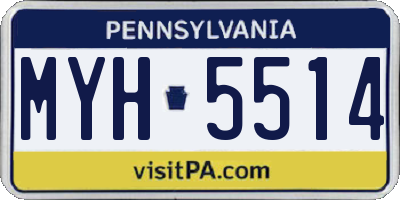 PA license plate MYH5514