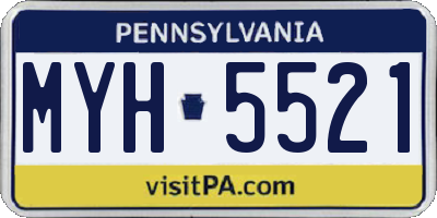 PA license plate MYH5521