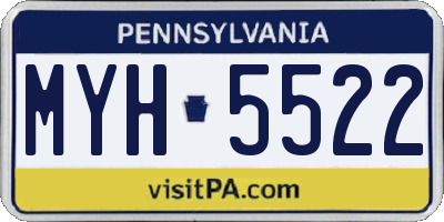 PA license plate MYH5522