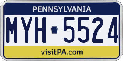 PA license plate MYH5524