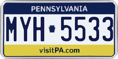 PA license plate MYH5533