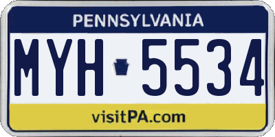 PA license plate MYH5534
